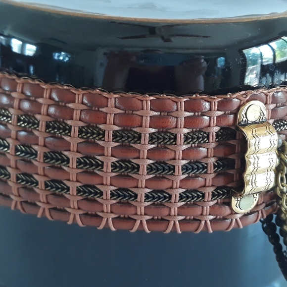 Streets Ahead Woven Leather & Brass Wide Belt S main image 16